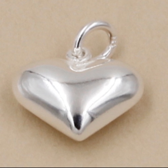 Puffed Heart Pendant Necklace 925 Sterling Silver - Picture 4 of 5